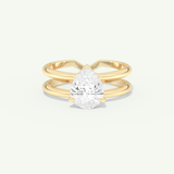 2.0 CT Pear Cut Double Shank Hidden Halo Lab-Grown Diamond Engagement Ring