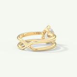 2.0 CT Pear Cut Double Shank Hidden Halo Lab-Grown Diamond Engagement Ring