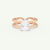 2.0 CT Pear Cut Double Shank Hidden Halo Lab-Grown Diamond Engagement Ring