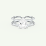 2.0 CT Pear Cut Double Shank Hidden Halo Lab-Grown Diamond Engagement Ring