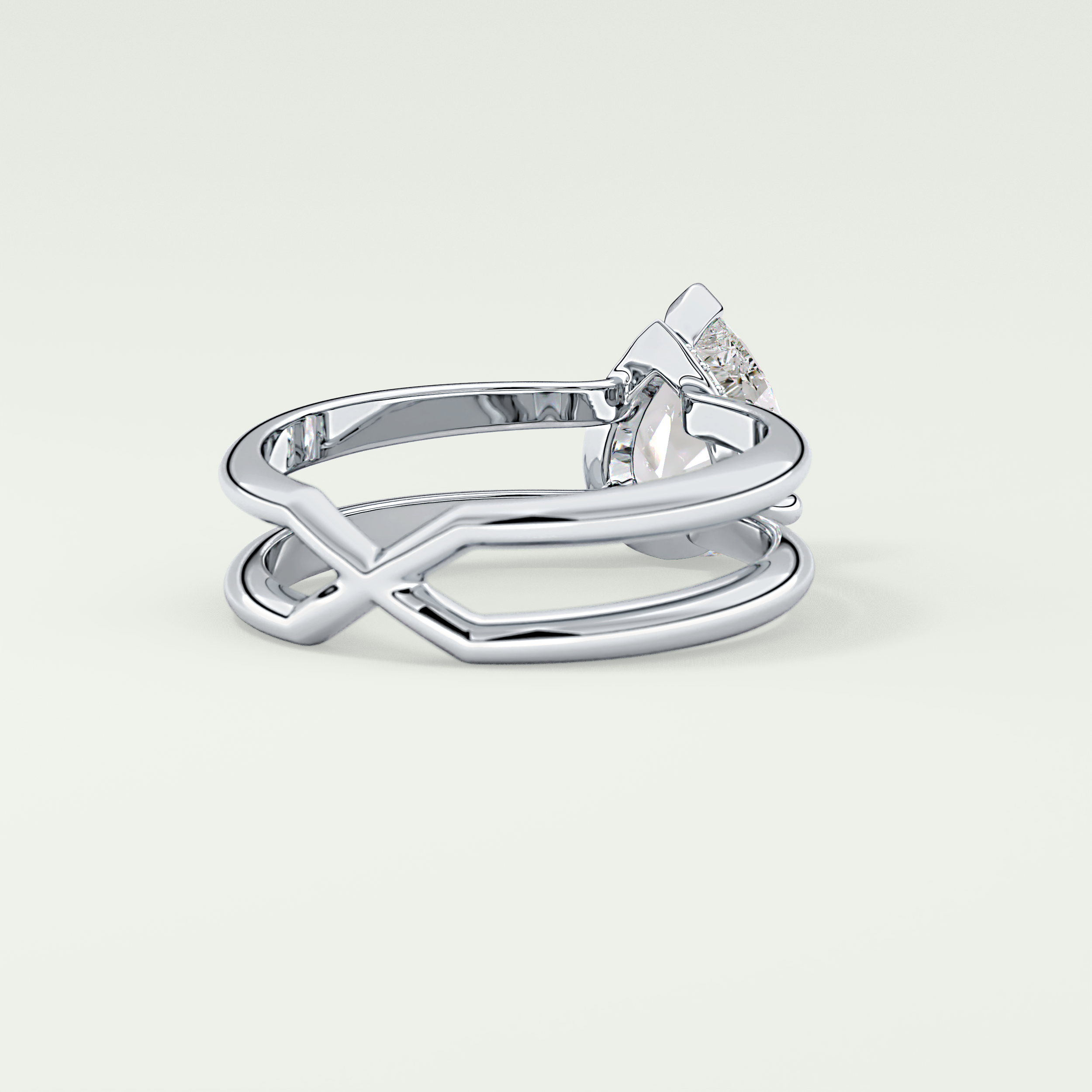 2.0 CT Pear Cut Double Shank Hidden Halo Style Lab-Grown Diamond Engagement Ring 14