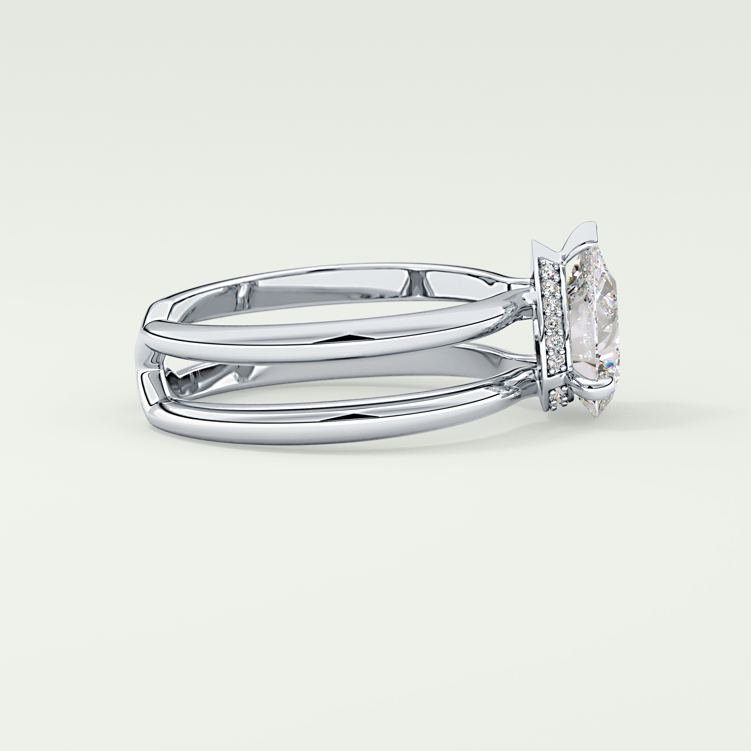2.0 CT Pear Cut Double Shank Hidden Halo Style Lab-Grown Diamond Engagement Ring 15