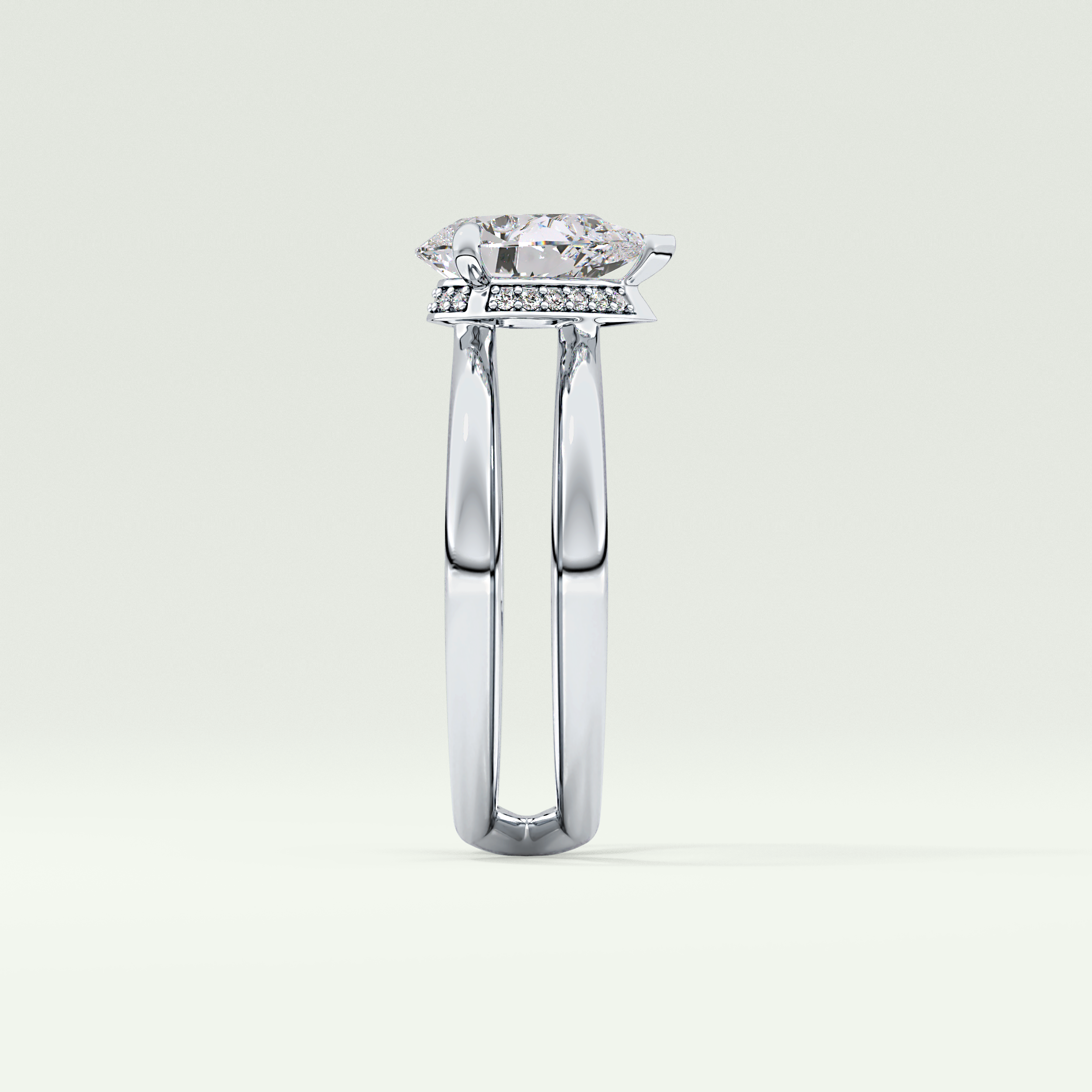 2.0 CT Pear Cut Double Shank Hidden Halo Style Lab-Grown Diamond Engagement Ring 16