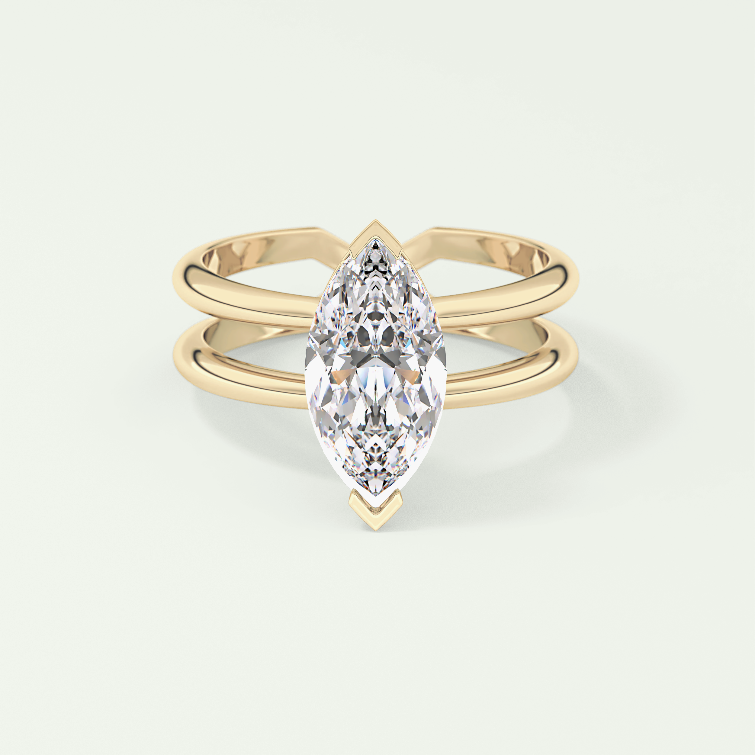 2.0 CT Marquise Cut Double Shank Style Moissanite Engagement Ring