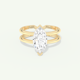 2.0 CT Marquise Cut Double Shank Lab-Grown Diamond Engagement Ring