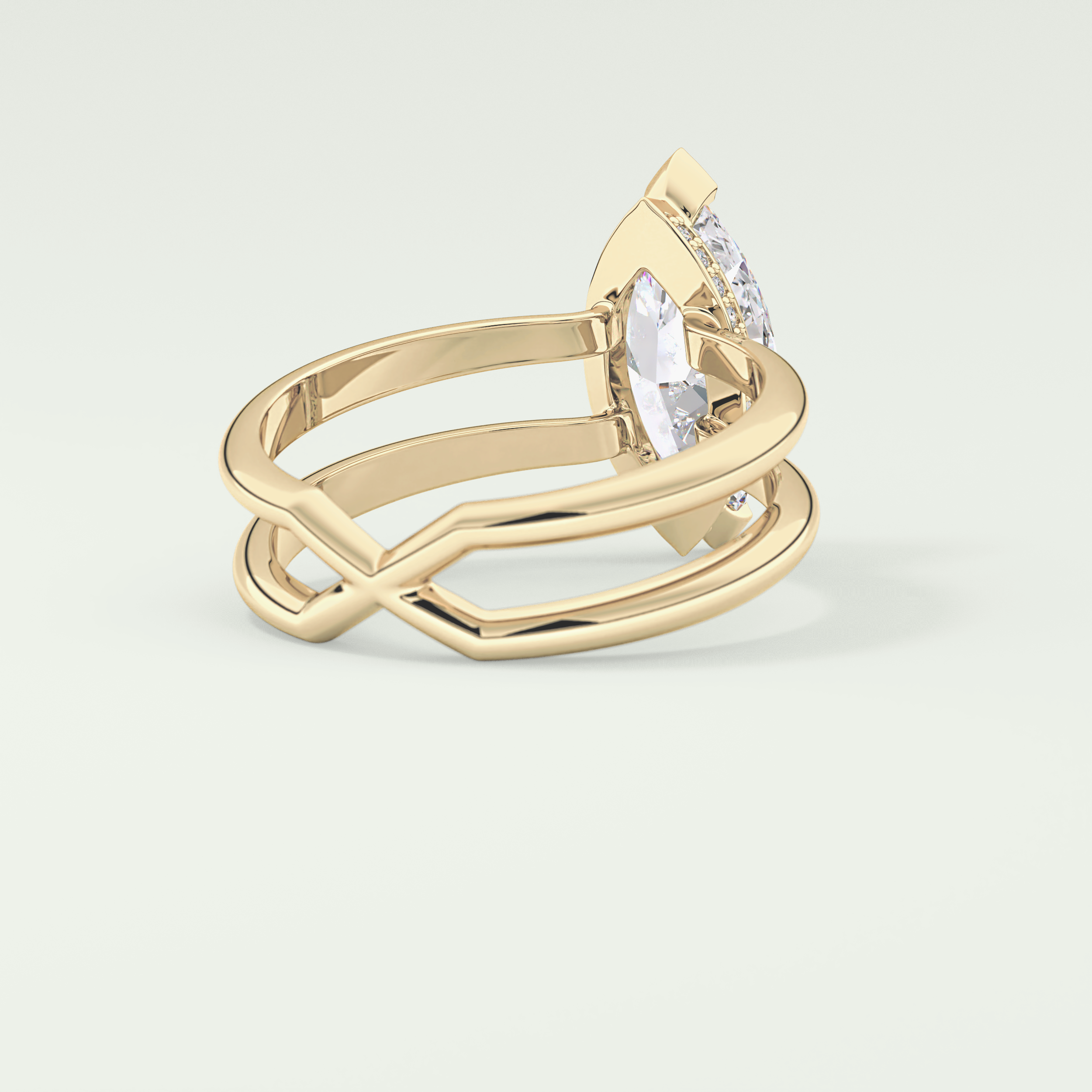 2.0 CT Marquise Cut Double Shank Style Moissanite Engagement Ring
