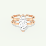 2.0 CT Marquise Cut Double Shank Lab-Grown Diamond Engagement Ring
