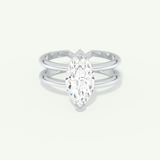 2.0 CT Marquise Cut Double Shank Lab-Grown Diamond Engagement Ring