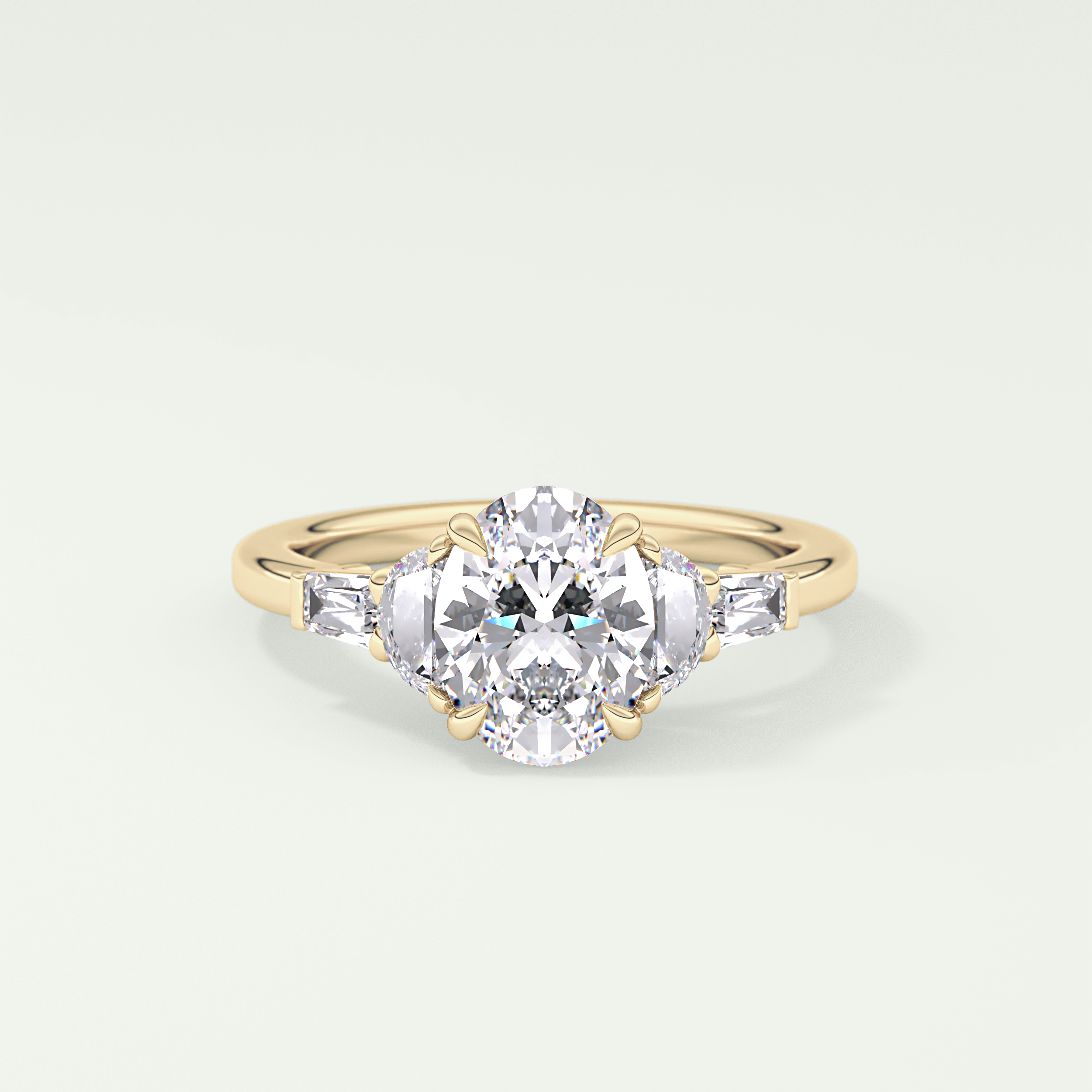 2.0 CT Oval Cut Cluster Style Moissanite Engagement Ring