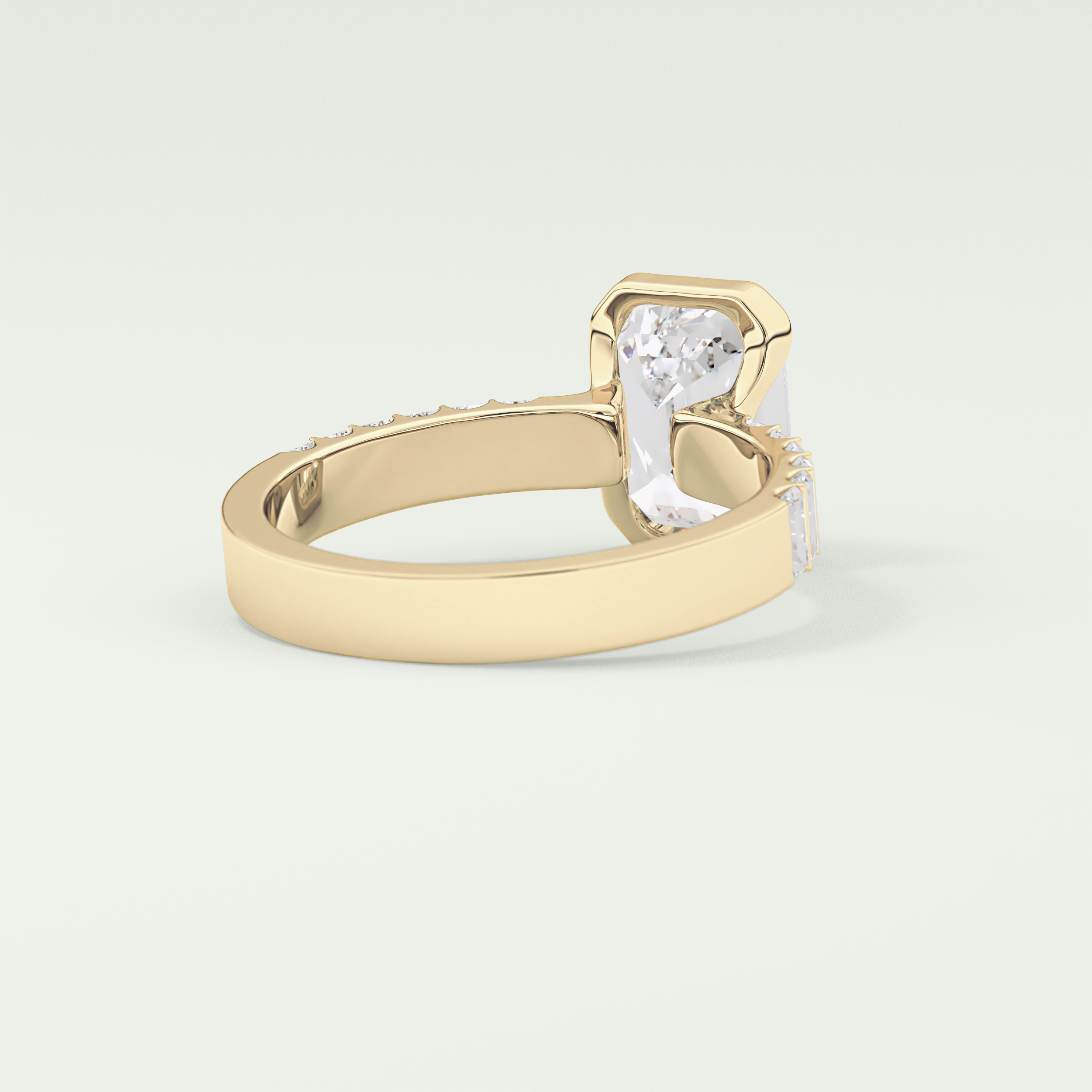 2.0 CT Emerald Cut Half Bezel Pave Lab Grown Diamond  Engagement Ring