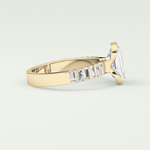 2.0 CT Emerald Cut Half Bezel Pave Lab Grown Diamond  Engagement Ring
