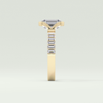 2.0 CT Emerald Cut Half Bezel Pave Lab Grown Diamond  Engagement Ring