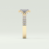 2.0 CT Emerald Cut Half Bezel Pave Lab Grown Diamond  Engagement Ring