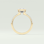 2.0 CT Emerald Cut Half Bezel Pave Lab Grown Diamond  Engagement Ring