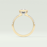2.0 CT Emerald Cut Half Bezel Pave Lab Grown Diamond  Engagement Ring