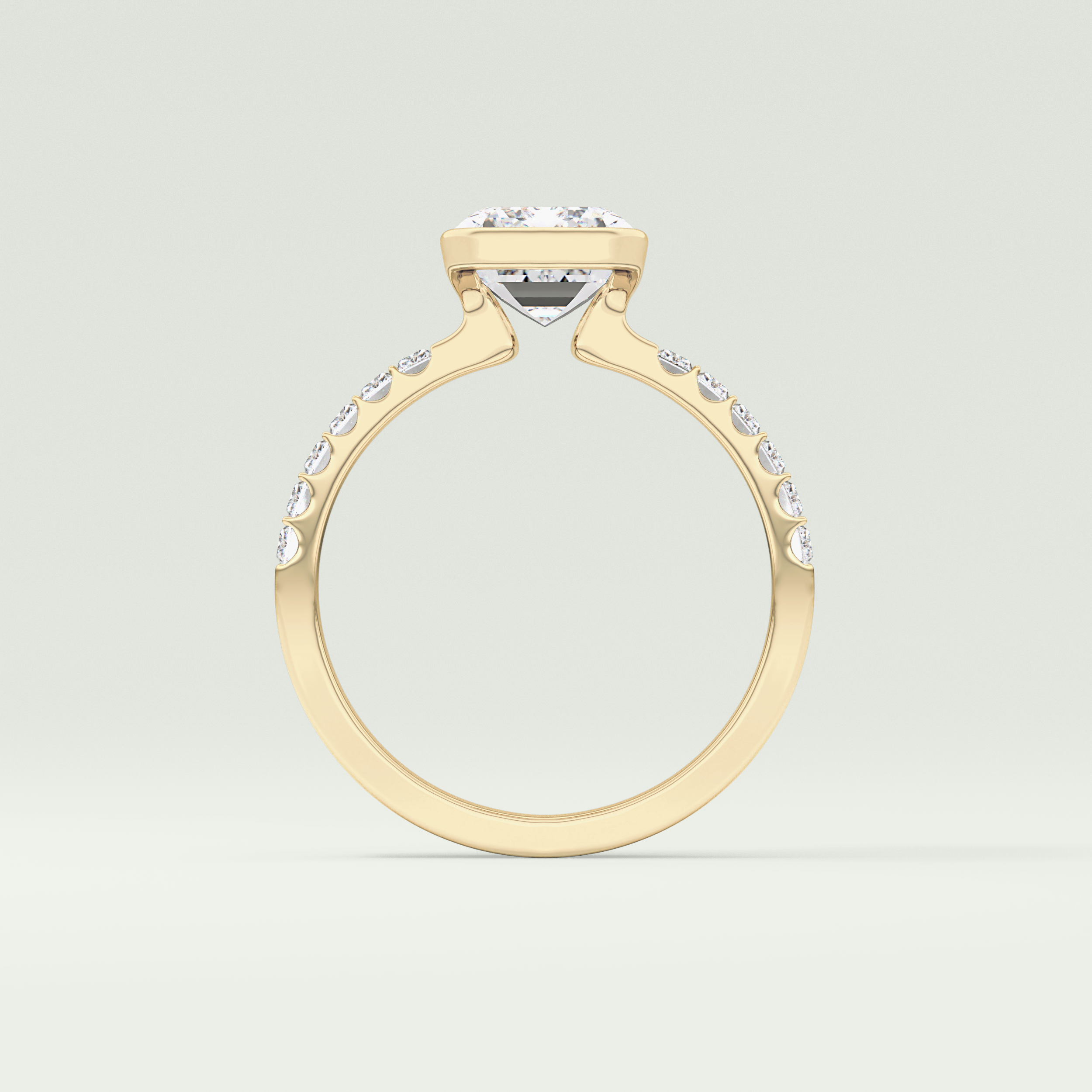 2.0 CT Emerald Cut Half Bezel Pave Lab Grown Diamond  Engagement Ring