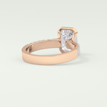 2.0 CT Emerald Cut Half Bezel Pave Lab Grown Diamond  Engagement Ring