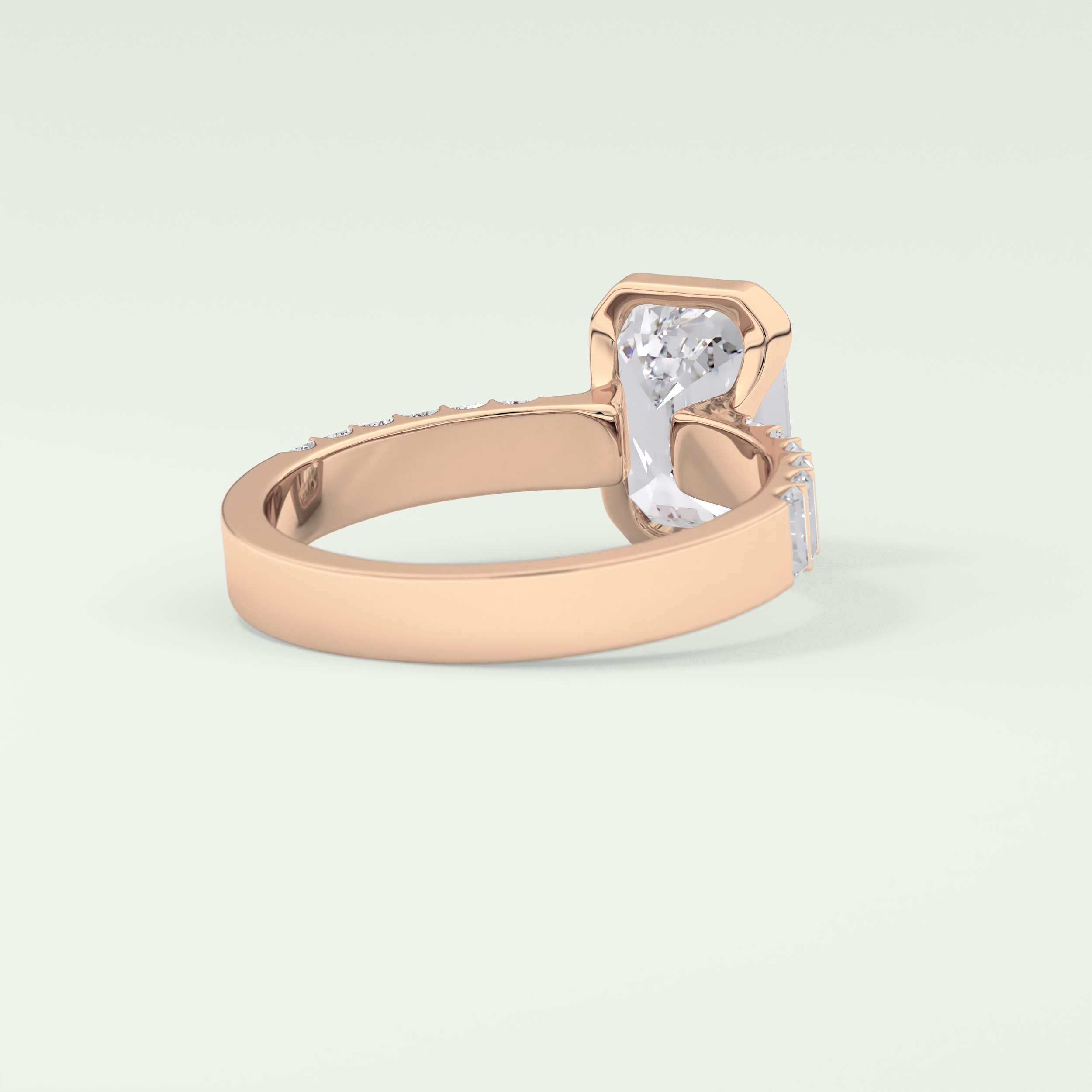 2.0 CT Emerald Cut Half Bezel Pave Lab Grown Diamond  Engagement Ring