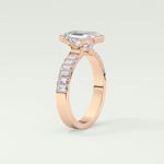 2.0 CT Emerald Cut Half Bezel Pave Lab Grown Diamond  Engagement Ring