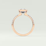 2.0 CT Emerald Cut Half Bezel Pave Lab Grown Diamond  Engagement Ring