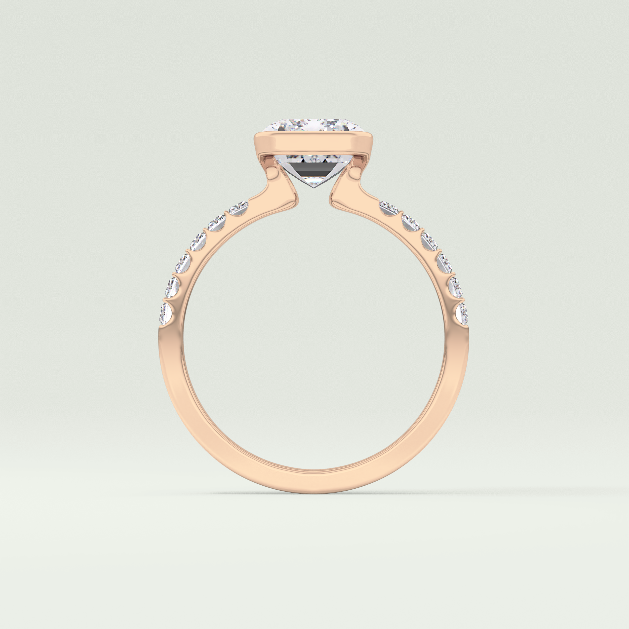 2.0 CT Emerald Cut Half Bezel Pave Lab Grown Diamond  Engagement Ring