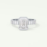 2.0 CT Emerald Cut Bezel & Pave Moissanite Engagement Ring 13