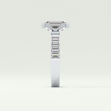2.0 CT Emerald Cut Bezel & Pave Moissanite Engagement Ring 16