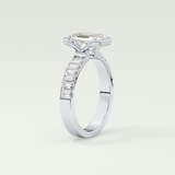 2.0 CT Emerald Cut Bezel & Pave Moissanite Engagement Ring 17