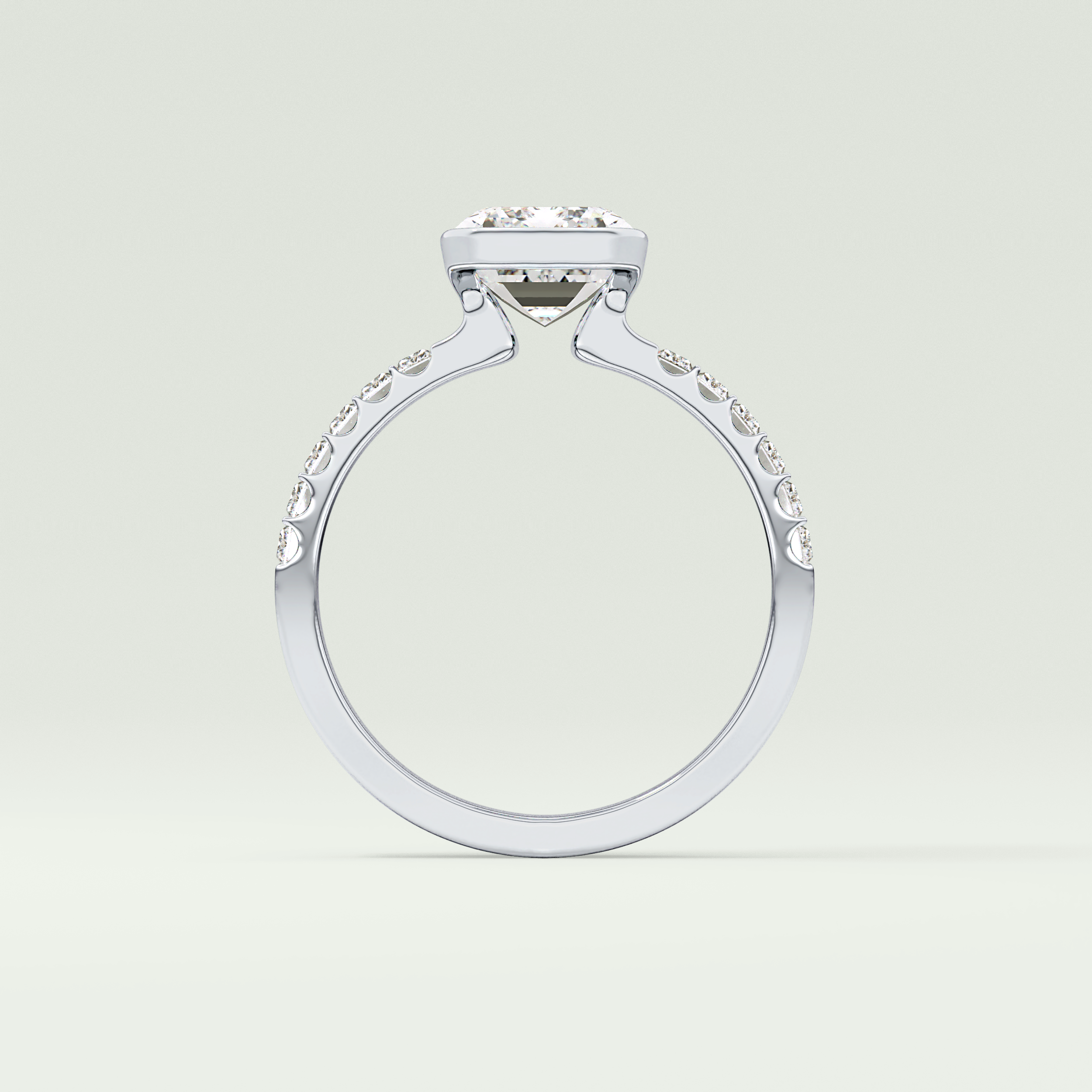 2.0 CT Emerald Cut Bezel & Pave Moissanite Engagement Ring 18