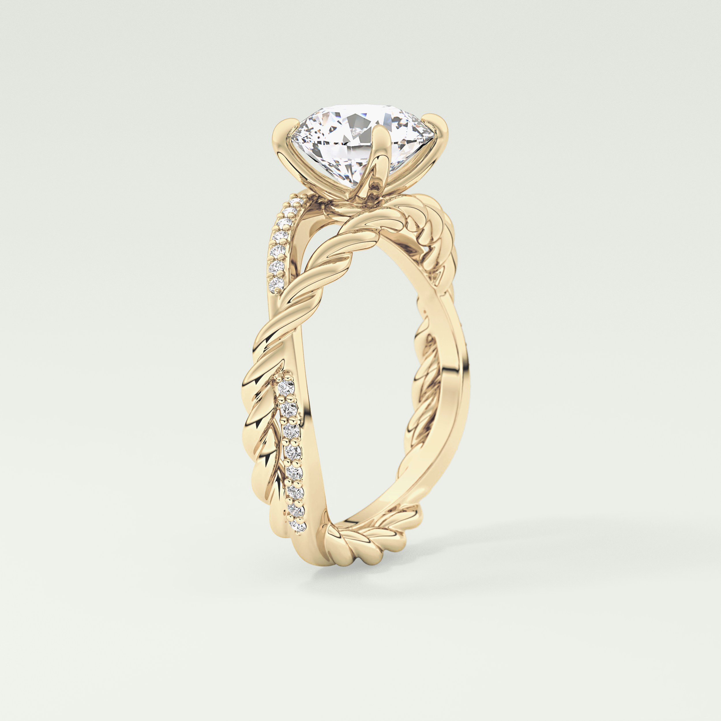 2.0 CT Round Cut Split Shank CVD Engagement Ring