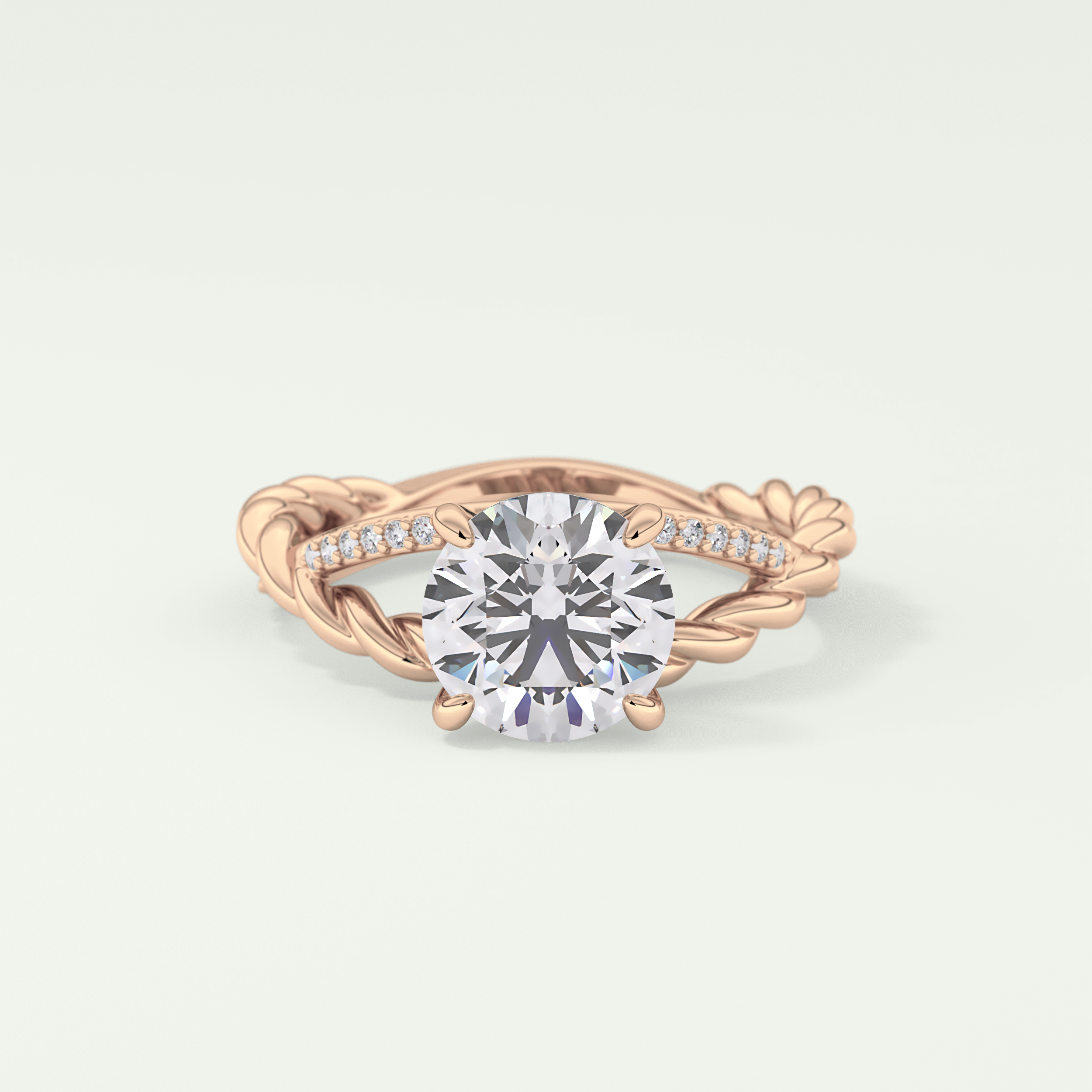 2.0 CT Round Cut Split Shank CVD Engagement Ring