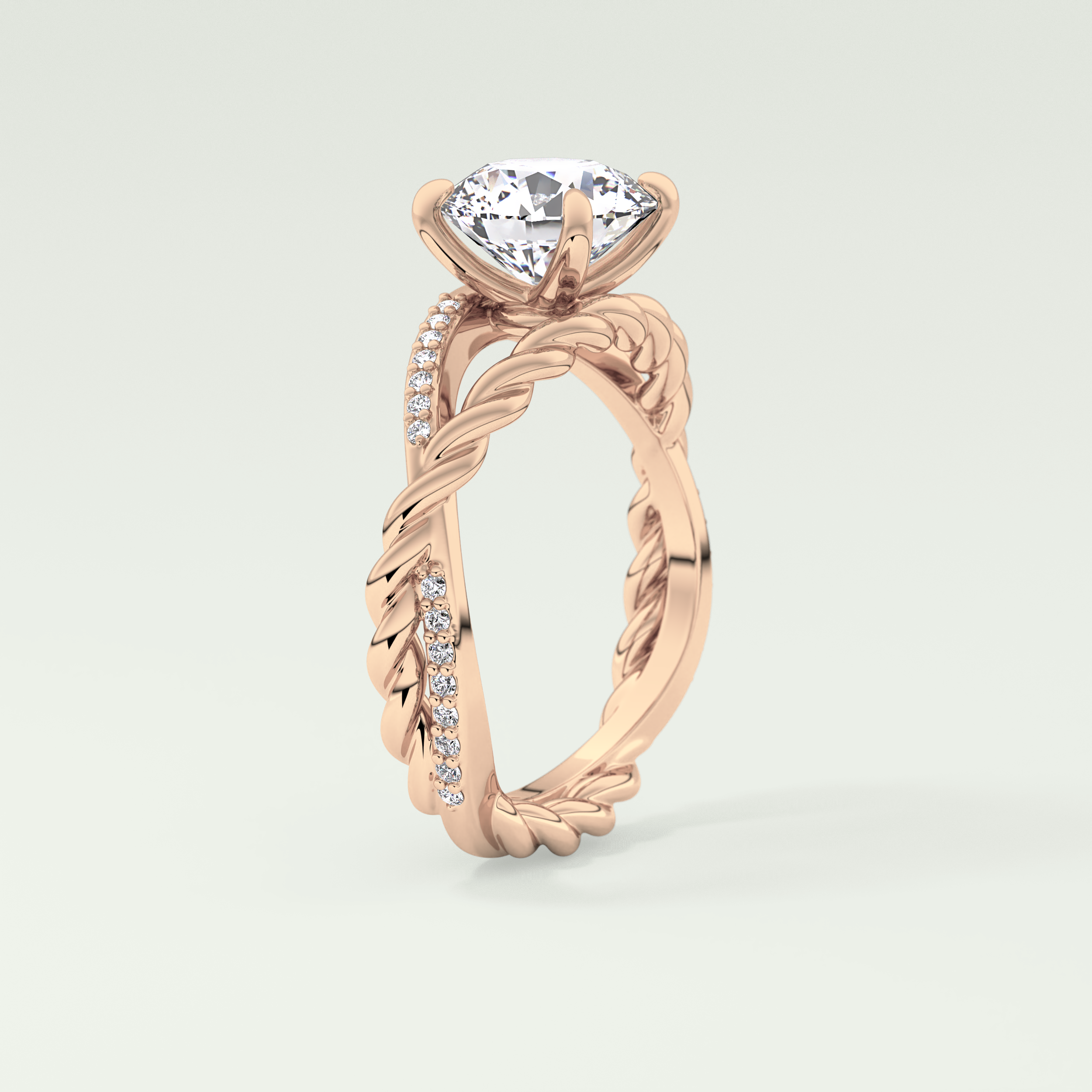 2.0 CT Round Cut Split Shank CVD Engagement Ring