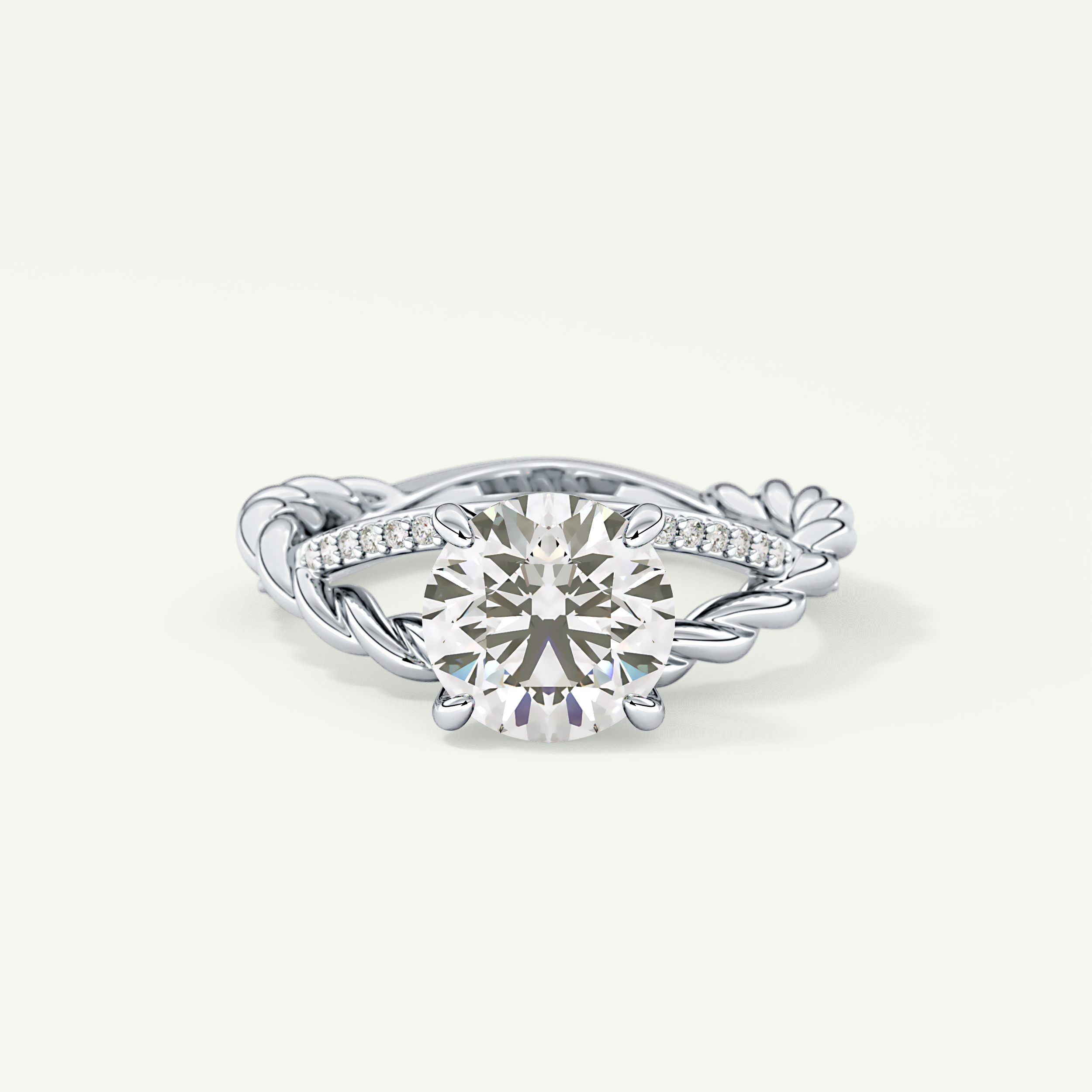 2.0 CT Round Cut Split Shank CVD Engagement Ring