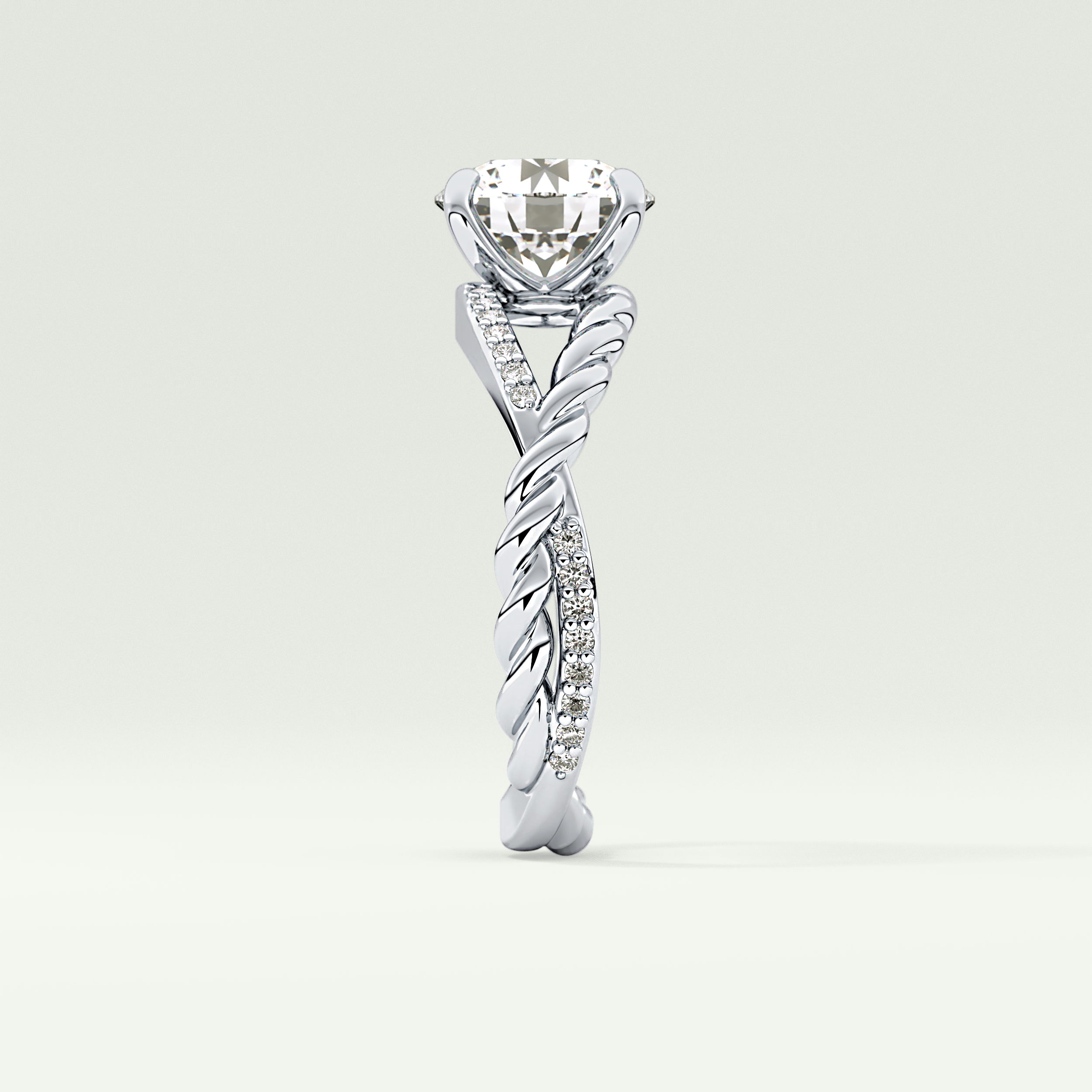 2.0 CT Round Cut Split Shank CVD Engagement Ring