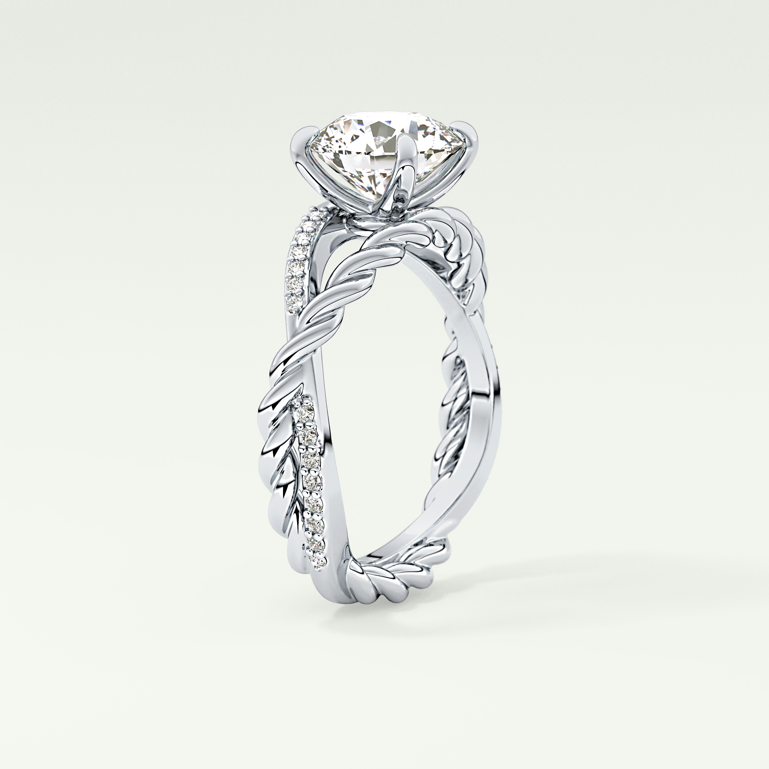 2.0 CT Round Cut Split Shank CVD Engagement Ring