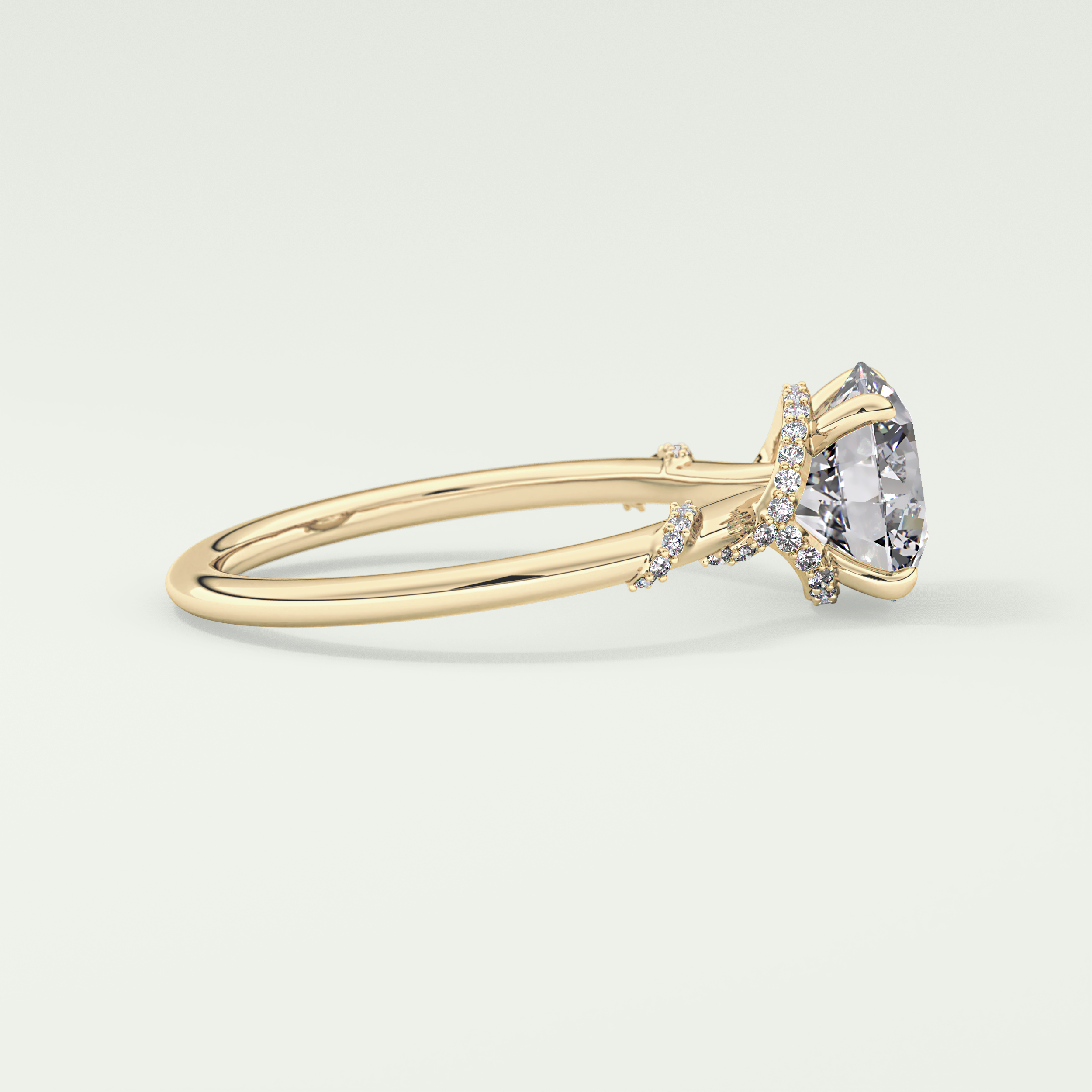 2.0 CT  Round Cut Hidden Halo & Pave  Moissanite Engagement Ring 3