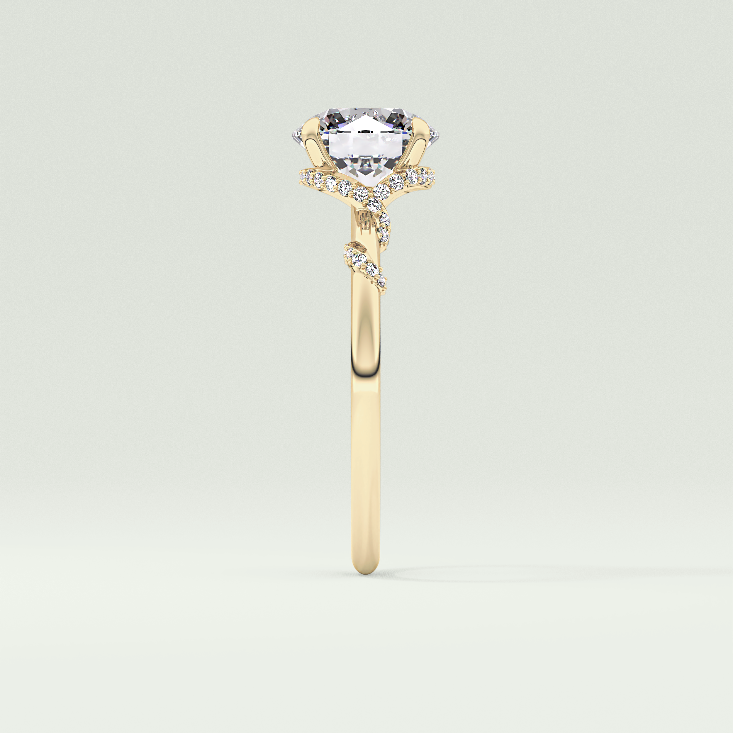2.0 CT  Round Cut Hidden Halo & Pave  Moissanite Engagement Ring 4