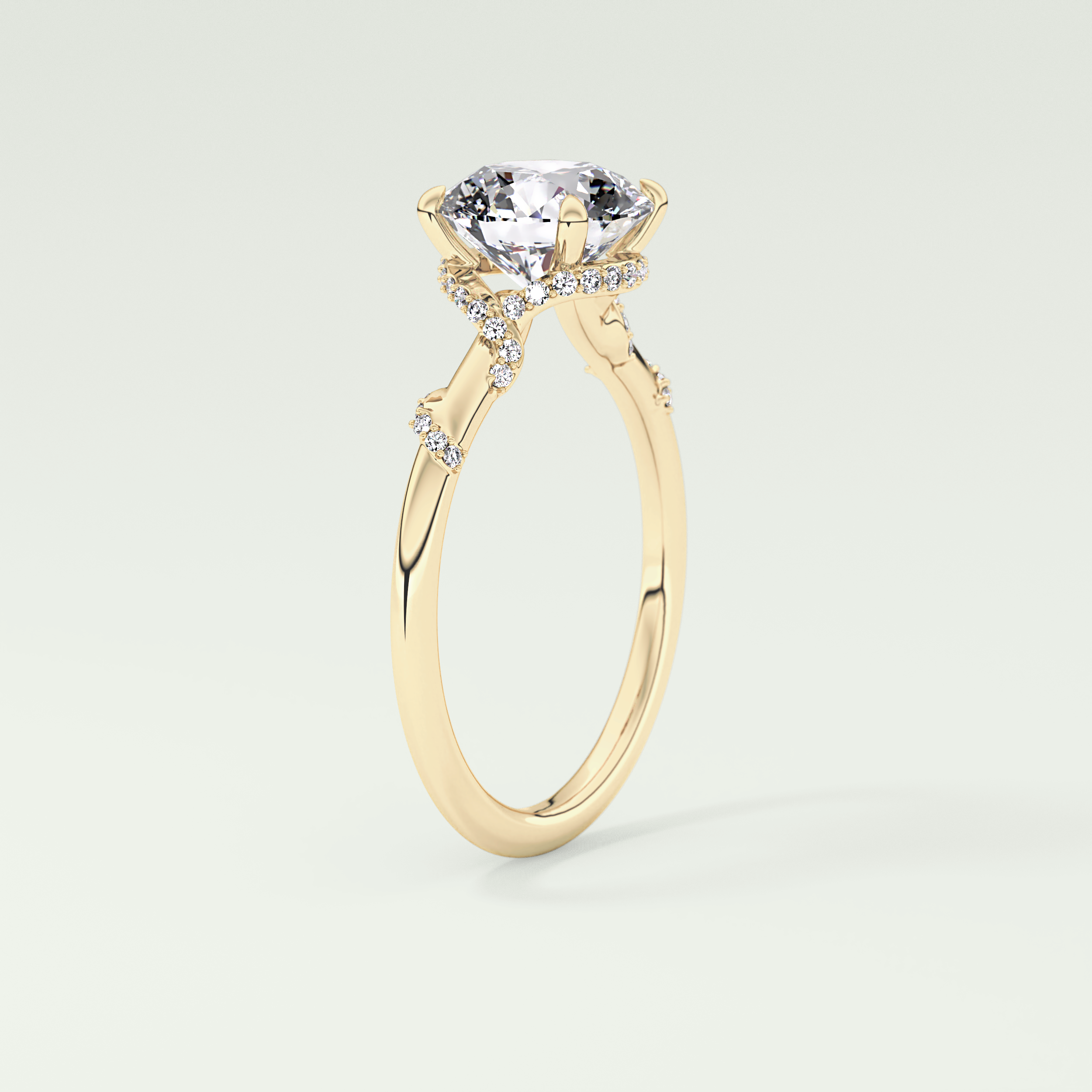 2.0 CT  Round Cut Hidden Halo & Pave  Moissanite Engagement Ring 5