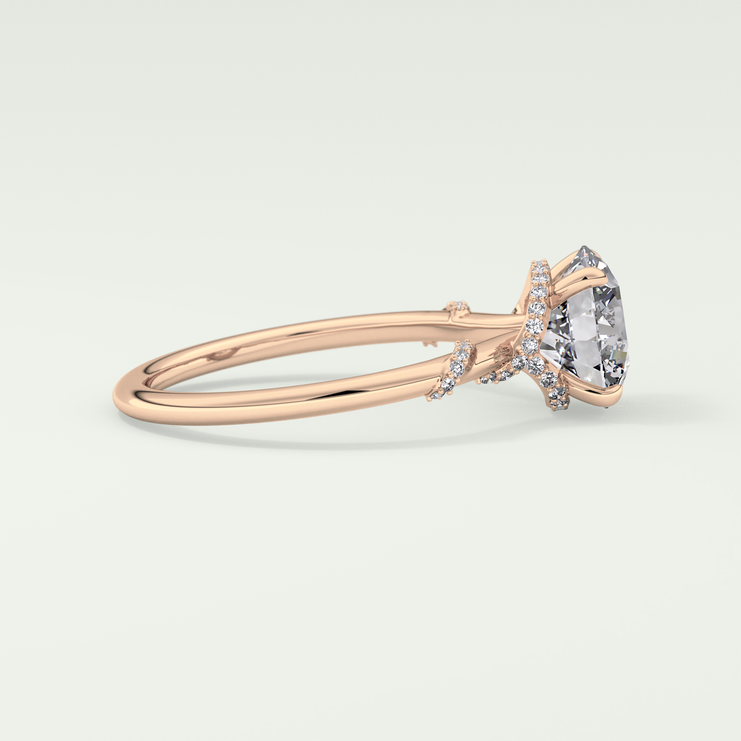2.0 CT  Round Cut Hidden Halo & Pave  Moissanite Engagement Ring 9