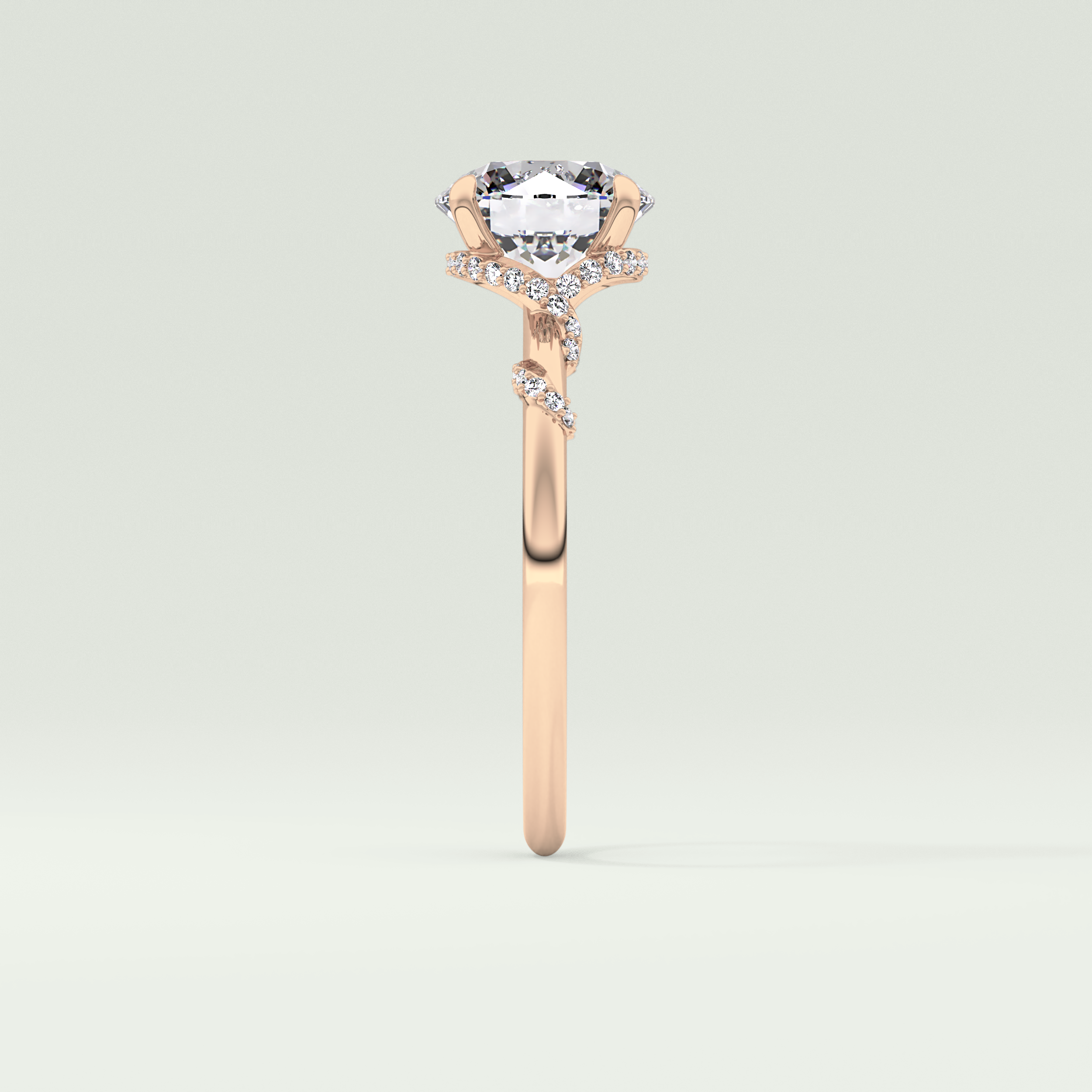 2.0 CT  Round Cut Hidden Halo & Pave  Moissanite Engagement Ring 10