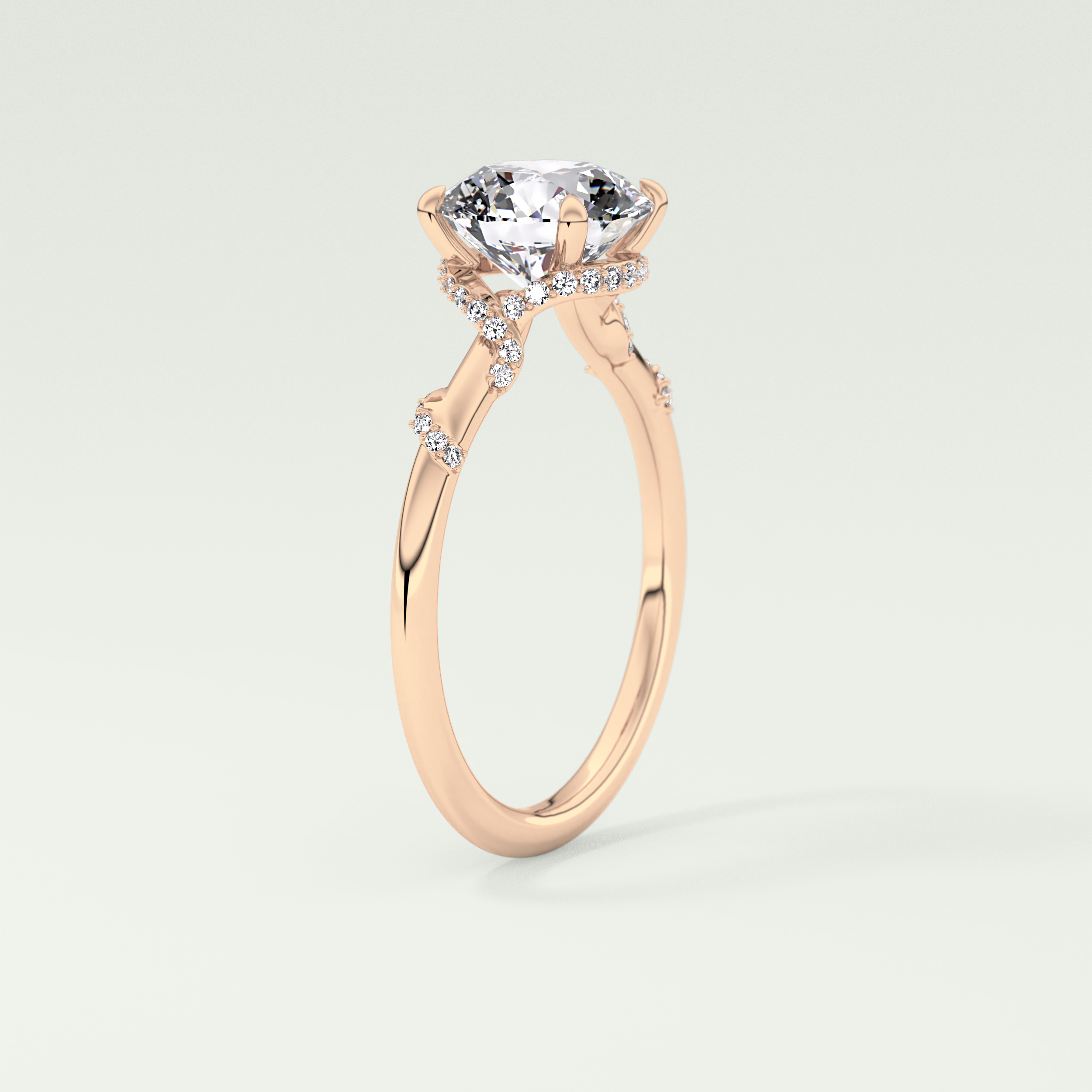 2.0 CT  Round Cut Hidden Halo & Pave  Moissanite Engagement Ring 11