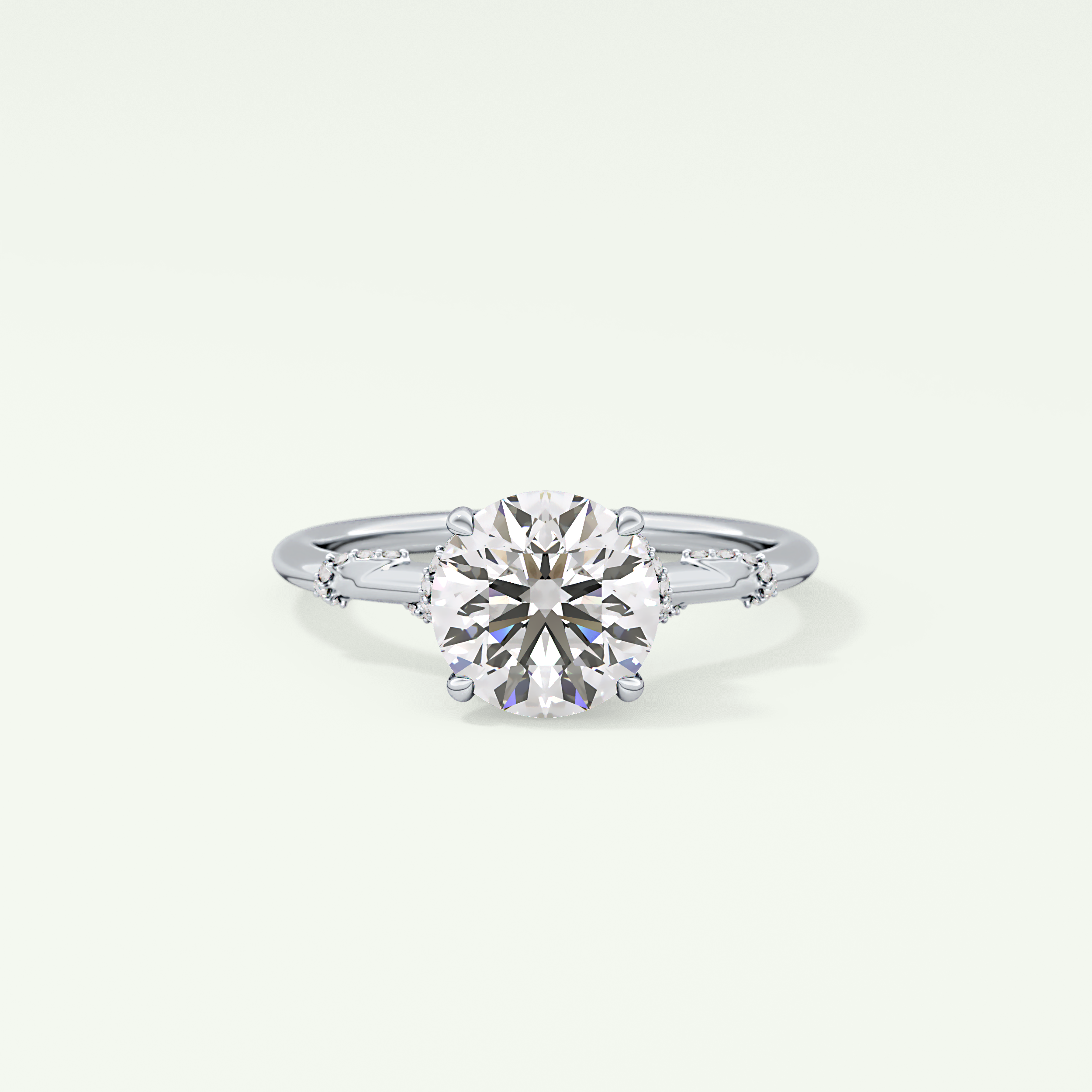 2.0 CT  Round Cut Hidden Halo & Pave  Moissanite Engagement Ring 13