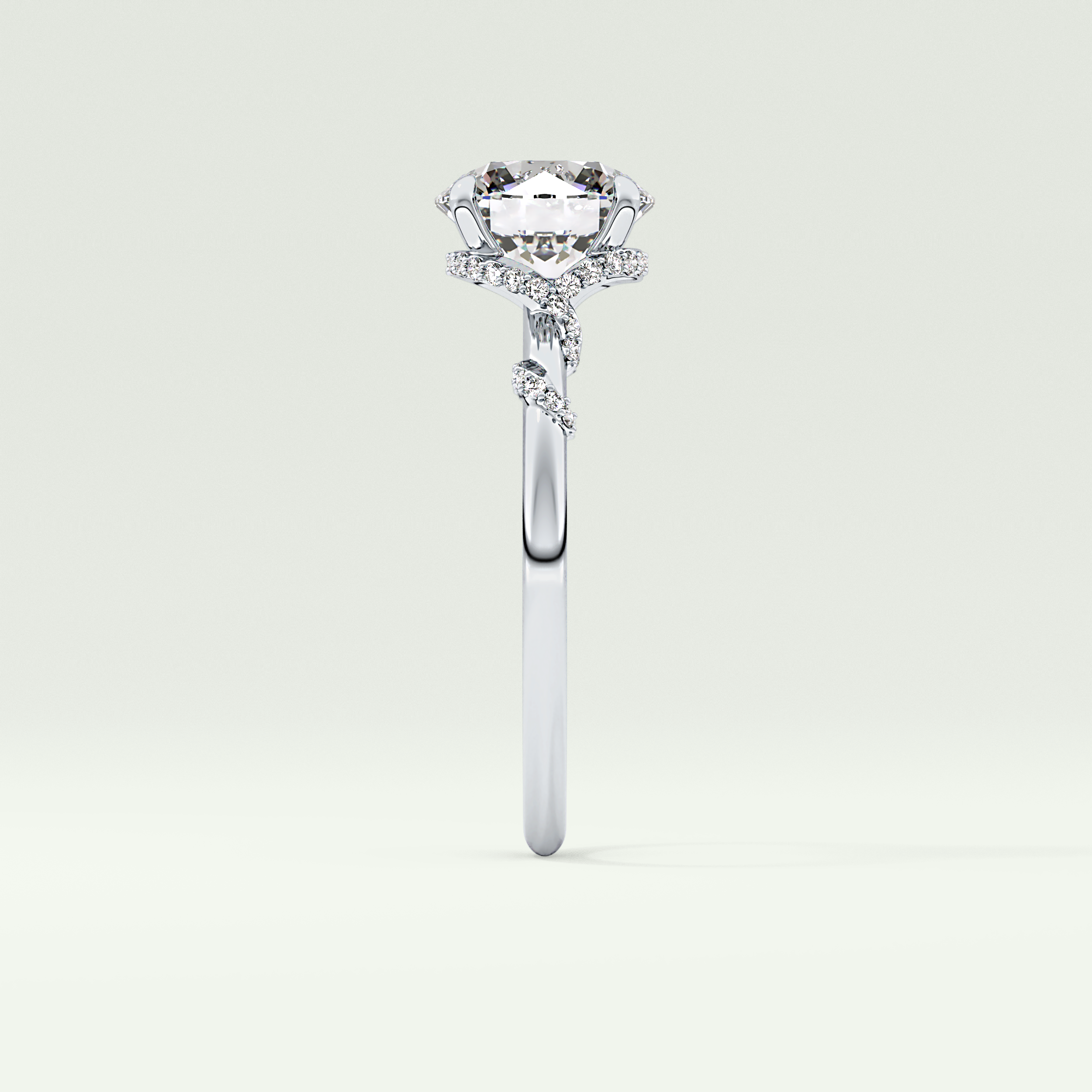 2.0 CT  Round Cut Hidden Halo & Pave  Moissanite Engagement Ring 16