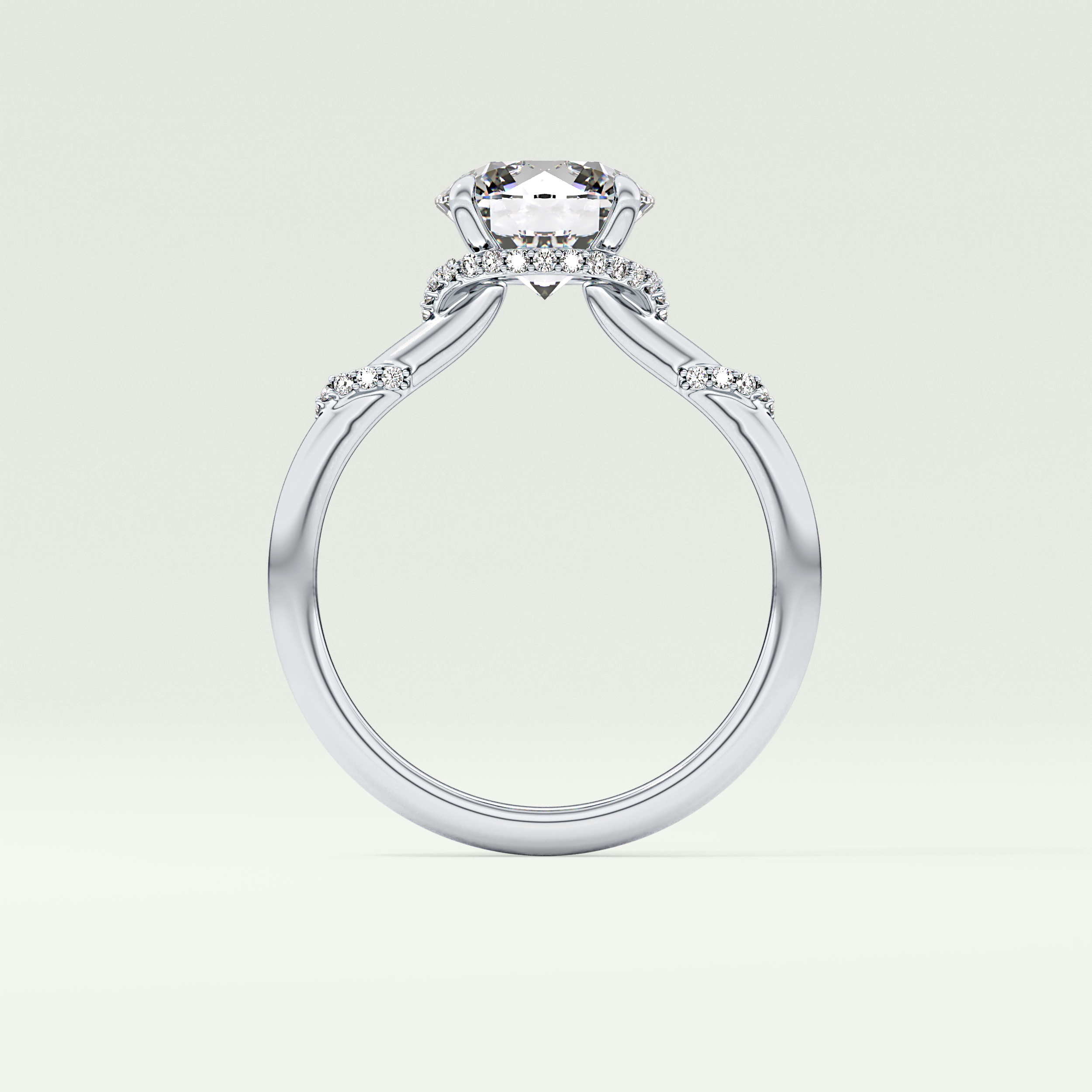 2.0 CT  Round Cut Hidden Halo & Pave  Moissanite Engagement Ring 18