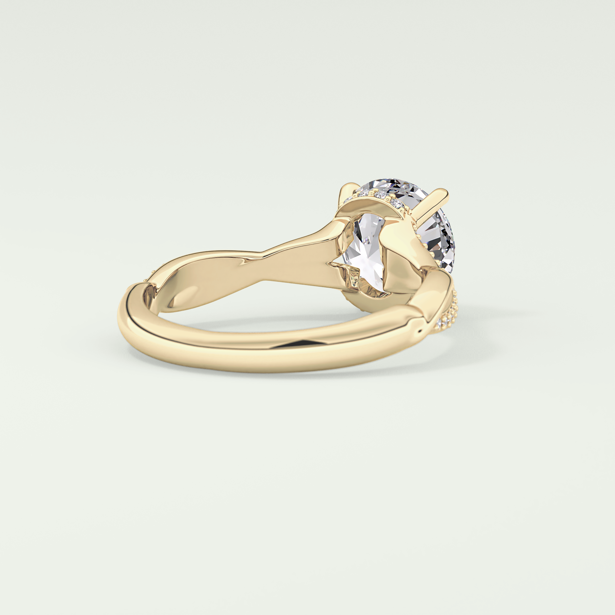 2.0 CT Round Cut Hidden Halo Twisted Pave Moissanite Engagement Ring
