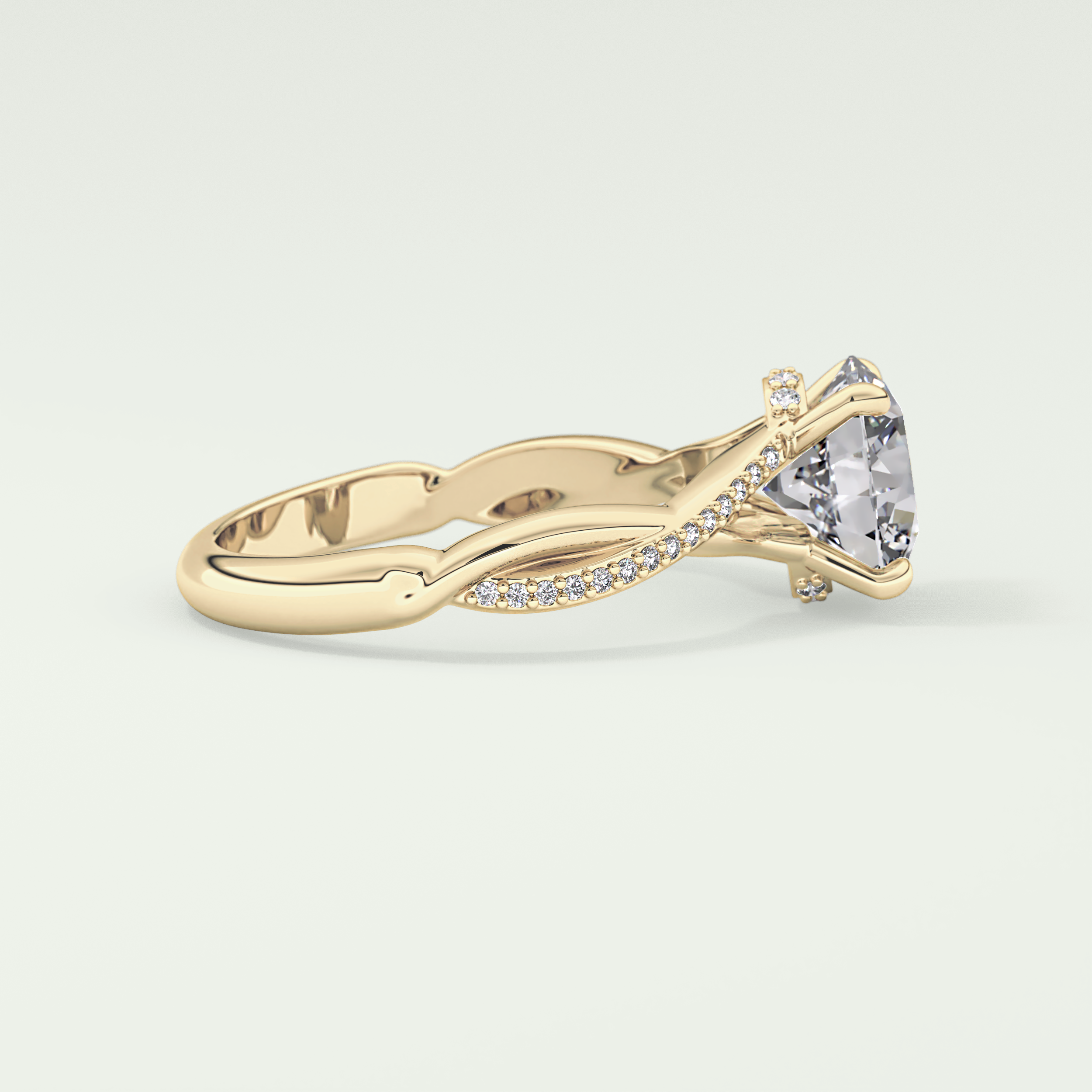 2.0 CT Round Cut Hidden Halo Twisted Pave Moissanite Engagement Ring