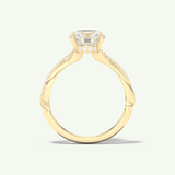 2.0 CT Round Cut Hidden Halo Twisted Pave Moissanite Engagement Ring