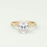 2.0 CT Oval Cut Twisted Shank Lab Grown Diamond Engagement Ring