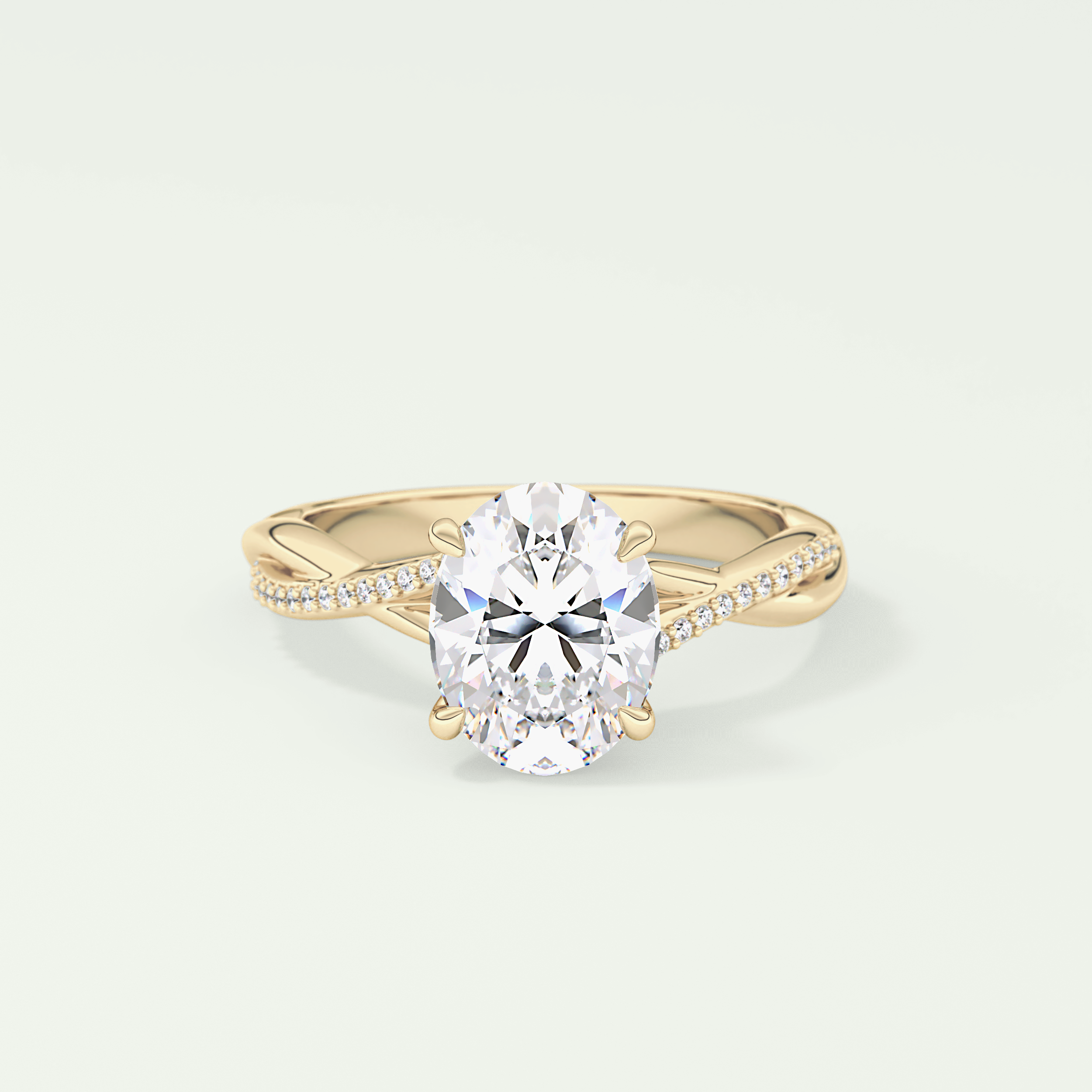 2.0 CT Oval Cut Twisted Shank Lab Grown Diamond Engagement Ring