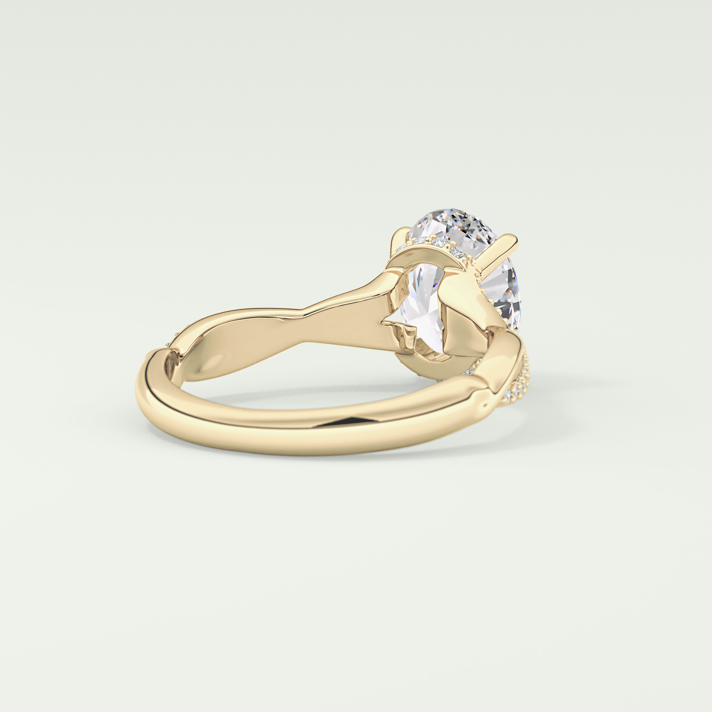 2.0 CT Oval Cut Twisted Shank Lab Grown Diamond Engagement Ring